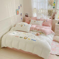 Axyaa Ice Cream Embroidered Bedding Set: Duvet Cover, Sheet, Pillowcases - Soft & Skin-friendly