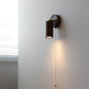 Axyaa Nordic LED Walnut Wall Lamp with Pull Chain Switch