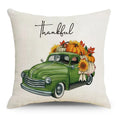 Axyaa Thanksgiving Pumpkin Maple Leaves Linen Cushion Cover for Home Decor