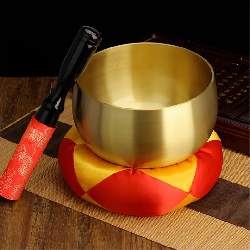 Axya Golden Copper Bowl Set for Buddhist Practice and Music Therapy