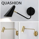 Nordic Copper Adjustable LED Wall Lamp for Bedroom Reading, Axyaa Sconces