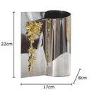 Axyaa Golden Flower Relief Ceramic Vase for Table Decoration and Floral Arrangement