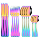 Axyaa 16-Piece Pink Gold Stainless Steel Cutlery Set - Dinnerware Flatware Tableware Kit