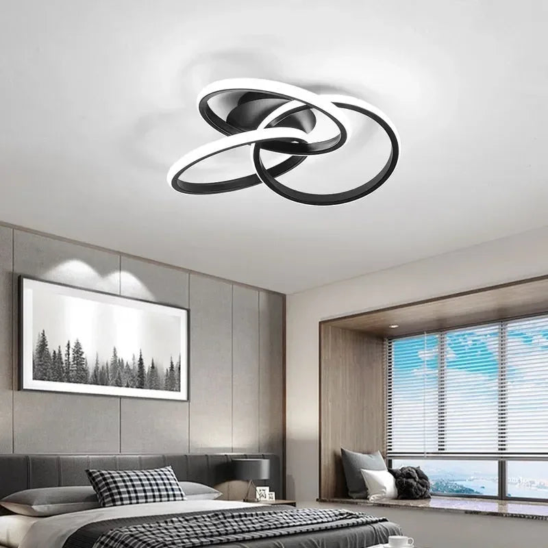 Axyaa Trefoil LED Ceiling Light: Dimmable Acrylic, Black White Gold Luminaire