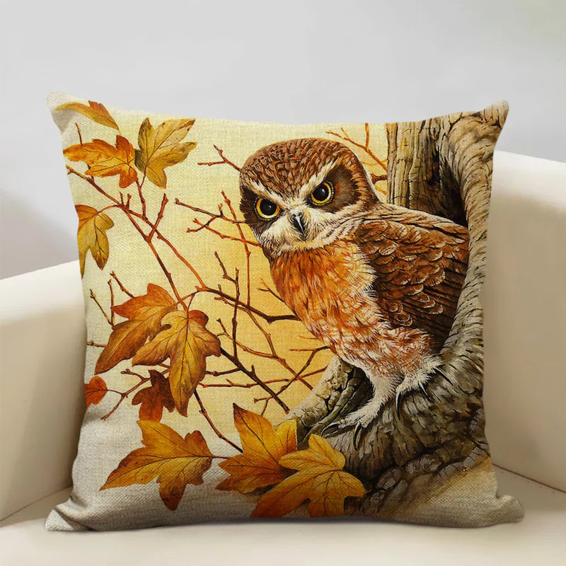 Axyaa Bird Parrot Sofa Cushion Cover 45x45cm Linen Pillowcase for Home & Hospitality