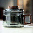 Axyaa Glass Tea Infuser Cup with Wooden Handle and Filter