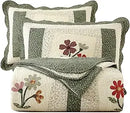 Axyaa Farmhouse Green Floral Quilted Bedspread Set