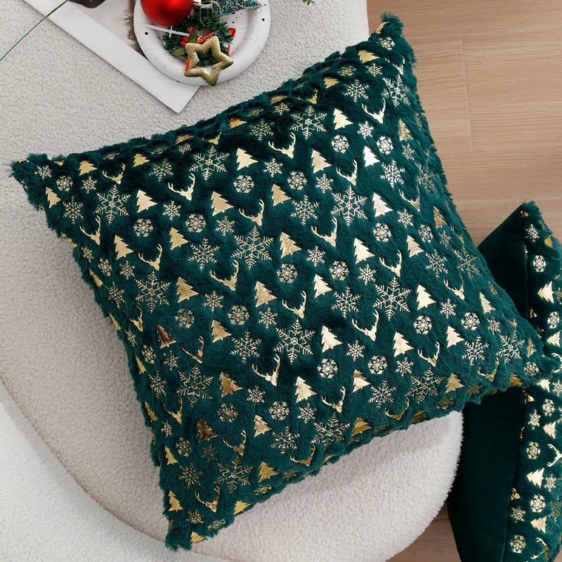Axyaa Tree Deer Snowflake Cushion Cover 45x45cm for Home Decor & Christmas Party