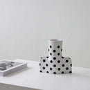 Axyaa Striped Wave Point Ceramic Vase - Geometric Flower Pot Home Decor