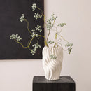 Axyaa Irregular Wavy Patterns Ceramic Vase White Pot Home Decoration