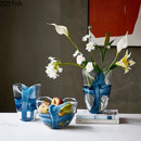Axyaa Blue Stripes Glass Vase Table Decoration Hydroponics Room Decor