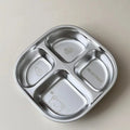Axyaa Capybara Stainless Steel Divided Dinner Plate, 3/4 Grids, Cute & Reusable