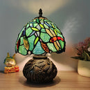 Axyaa Red Rose Stained Glass Table Lamp 8" - Bedroom Living Room Home Office