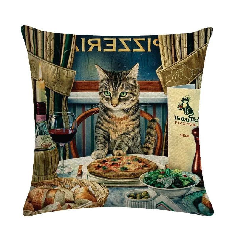 Axyaa Cat Series Linen Pillowcase 45x45cm