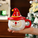 Axyaa Santa Claus Ceramic Mug with Lid and Elf Cap