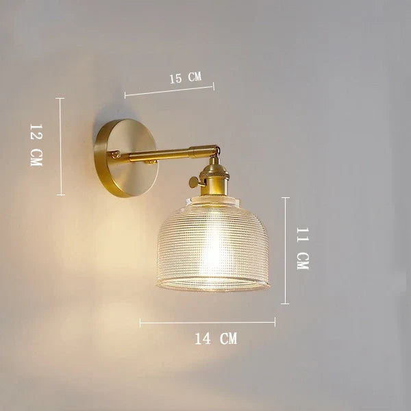 Axyaa Clear Glass LED Wall Lights Copper Pull Chain Switch Modern Wandlamp