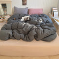 Axyaa Washed Cotton Bedding Set: Duvet Cover, Pillowcase, Top Sheet