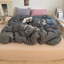 Axyaa Washed Cotton Bedding Set: Duvet Cover, Pillowcase, Top Sheet