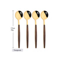 Axyaa 16Pcs Brown Gold Stainless Steel Dinnerware Set with Wooden Handle