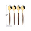 Axyaa 16Pcs Brown Gold Stainless Steel Dinnerware Set with Wooden Handle