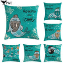 Axyaa Sea Lion Linen Pillowcase for Sofa Bedroom Children's Room Decor 45cm*45cm