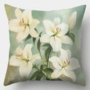 Axyaa White Flower Pillow Covers, 45x45cm Contemporary Polyester, Zip Closure