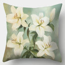 White Floral Pillow Covers, 45x45cm, Contemporary Polyester, Zip Closure by Axyaa