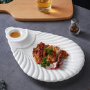 Axyaa White Ceramic Special-shaped Plate for Sushi Fruit Salad and Snacks