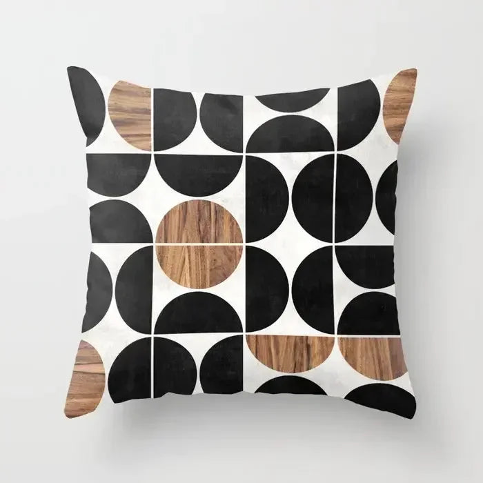 Axyaa Wood Texture Marble Pillowcases - Geometric Cushions Case for Home Decor