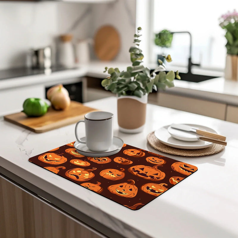 Axyaa Halloween Head Square Dry Mat for Bathroom and Kitchen Tables