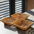 Axyaa Woven Tray Bread Dim Sum Dried Fruit Candy Snack Storage Basket