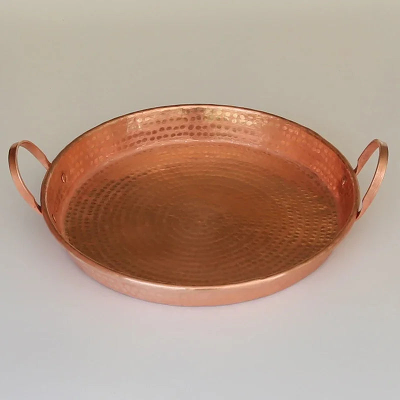 Axya Copper Wedding Plate with Ears for Seafood Dinner & Hotpot Tray