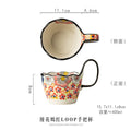 Axyaa Ceramic Handlebar Cup 400ML - Hand Drawn, Couple Coffee Tea Mug