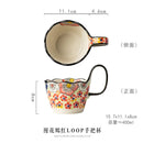Axyaa Ceramic Handlebar Cup 400ML - Hand Drawn, Couple Coffee Tea Mug