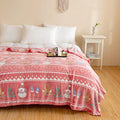 Soft Velvet Christmas Blanket with Santa Claus & Elk Print by Axyaa