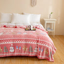 Soft Velvet Christmas Blanket with Santa Claus & Elk Print by Axyaa