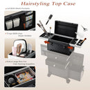 Axyaa Rolling Makeup Case with Hairdryer Holder and 3 Drawers