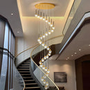 Axyaa Crystal Chandelier Stair Pendant Lamp Living Room Interior Lighting