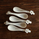 Axyaa Handmade Flower Ceramic Dessert Soup Spoon Tableware