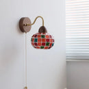 Axyaa Tiffany LED Wall Lights Pull Chain Switch Bedside Sconce Colorful Glass Stair Lamp