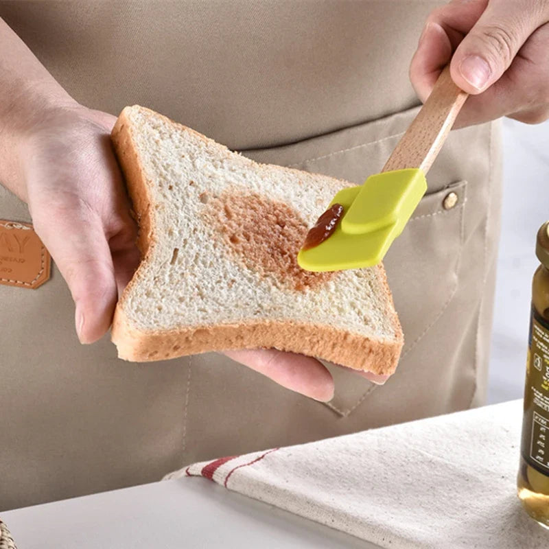 Axyaa Silicone Mini Scraper Set - Wooden Handle Baking Tools