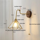 Axyaa Amber Glass LED Wall Lights Pull Chain Switch - Modern Nordic Design