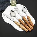 Axyaa Stainless Steel Bamboo Root Handle Cutlery Set for Kitchen Tableware
