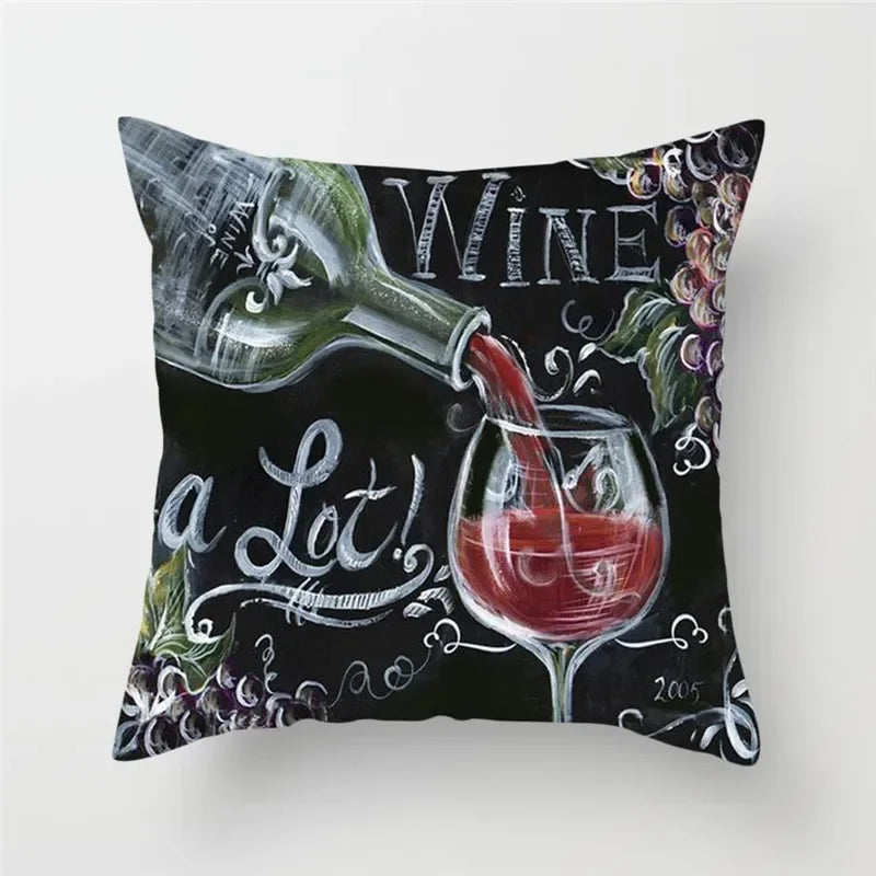 Axyaa Coffee Burger Wine Pie Juice Cushion Cover 45x45cm