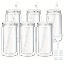 Axyaa 16oz Double Wall Snow Globe Tumbler with Bamboo Lid and Straw