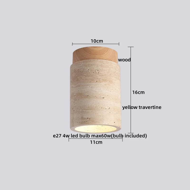Axyaa Acryl Travertine LED Ceiling Light - Natural Stone Modern Ceiling Lamp