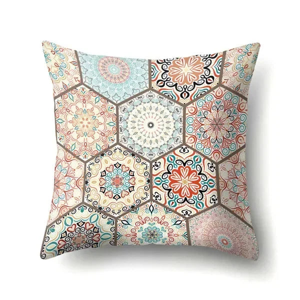 Abstract Geometric Bohemian Pillowcase in Colorful Exotic Style by Axyaa