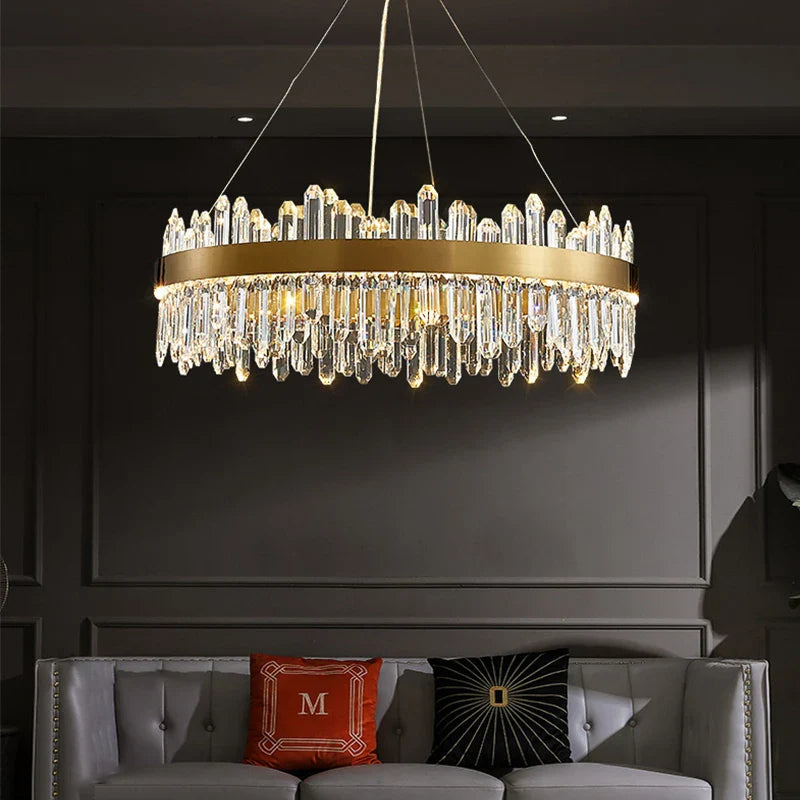 Luxury Axyaa Smoke Grey Crystal Chandelier LED Lighting for Home Decor