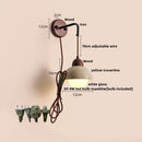 Axyaa LED Wall Lights Nordic Modern Pull Chain Yellow Travertine Stone Bedside Lamp