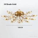 Axyaa Black Gold Leaves Crystal Ceiling Lamp | Modern Nordic LED Ceiling Light